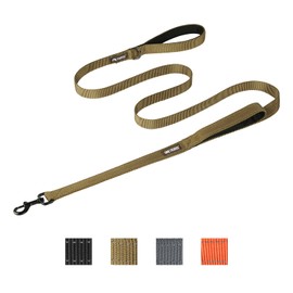 OneTigris Handled No-Pull Dog Walking Leash Long Traffic Leads for Medium to Large Dogs (Brown, 6FT)