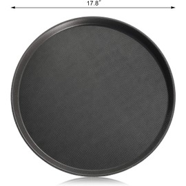 New Star Foodservice Bandeja antideslizante, plástico, recubierto de goma, redondo, 45.7 cm, Negro, Único, 1