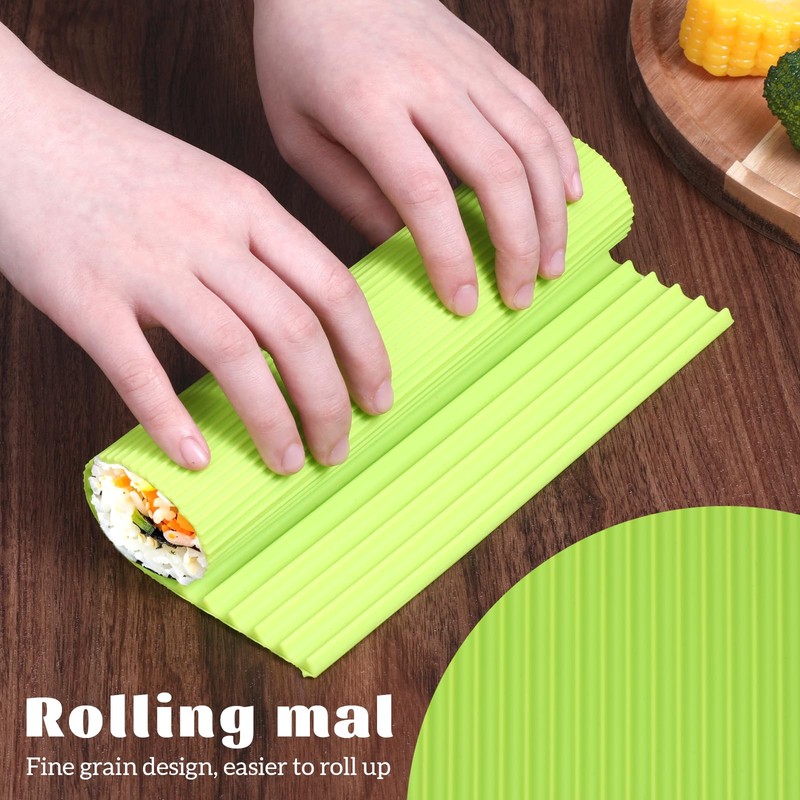 Apausvcm Sushi Rolling Mat, 8.5 x 7.8 Inch Silicone Sushi