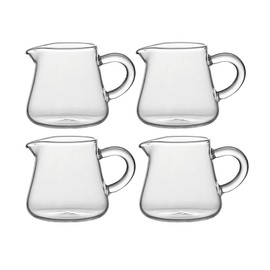 Mozacona 4pcs Mini Glass Creamer Pitcher Sauce Serving Pitcher Creamer Jug with Handle,2oz