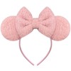Trnerm Pink Mouse Ears Headband for Women, Soft Plush Park