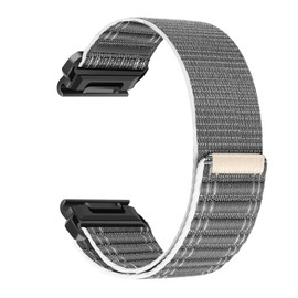 Nylon Watch Band for Garmin Fenix 8 Fenix E 47mm/Fenix 7/7 Pro/6/6 Pro/5/5 Plus, Forerunner 965/945/Approach S70/S62/S60/Epix 2 Pro 47mm, Wristband Replacement Strap for Garmin QuickFit 22 mm, Gray