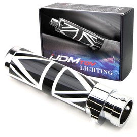 iJDMTOY Black/Grey UK Union Jack Flag Alloy Metal Handbrake Handle Grip Compatible With Gen1/Gen2 MINI Cooper R50 R52 R53 R55 R56 R57 R58 R59