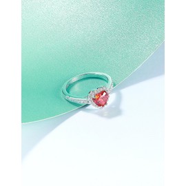 Cijisx 925 Sterling Silver Heart Ring Engagement Ring for Women 1 CT Heart Cut Gemstone Birthstone Promise Ring for Her Colored Cubic Zirconia Ring Size 5