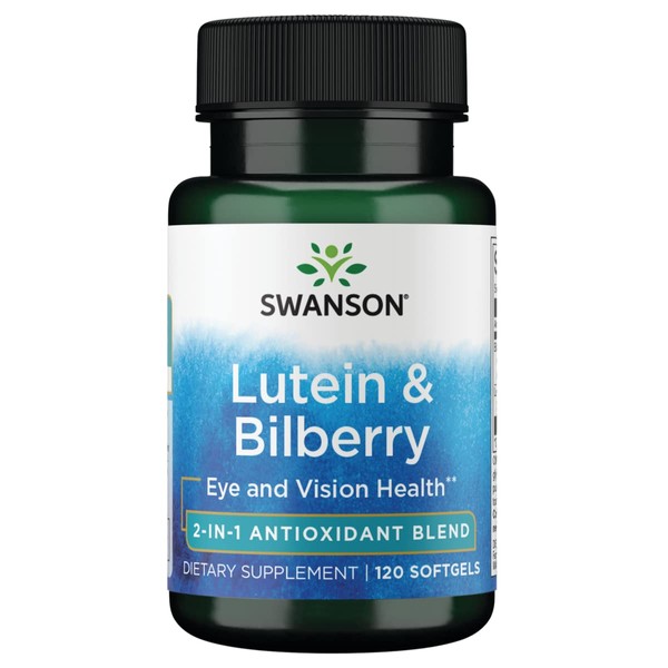 Swanson Standardized Lutein & Bilberry - Natural Supplement Promoting Eye Sight & Eye Health - Formula to Help Reduce Eye Fatigue & Strain - (120 Softgels)