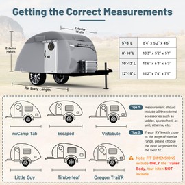 Umbrauto Teardrop Travel Trailer Cover - 8'-10' Fits R-Pod & Clamshell Trailers, 7 Layers Top Heavy Duty Waterproof Camper Cover with Windproof Strap