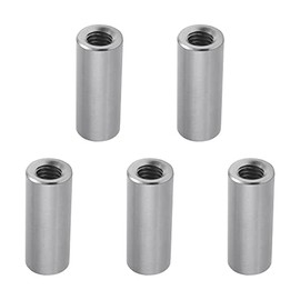 MroMax M6x25mm Round Connector Nuts, 304 Stainless Steel Threaded Sleeve Rod Bar Stud Tube Nuts for Camera Pan, Lamp Bracket, Glass Folding Dining Table Silver 5pcs