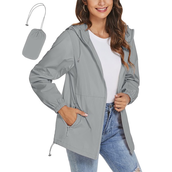 TCOT Ladies Rain Jackets Waterproof with Hood Light Portable Raincoats
