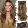 Isaic Clip in Hair Extensions,Balayage Dark Brown to Chestnut Synthetic