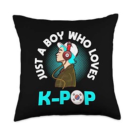 Mens Just A Boy Who Loves K-Pop Outfit K-Pop Gift KPop Throw Pillow
