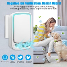 4 Pack Plug In Air Ionizers, Quiet Operation Air Freshener for Home, Office, Bedroom, Kitchen, Garage Room, Portable Air Purifiers, Pets Smell - Air Cleaner (White)