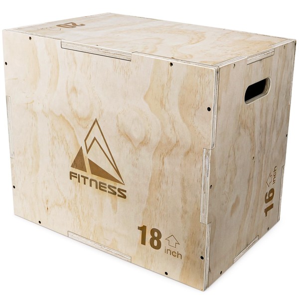 Rendpas 3-in-1 Wooden Plyo Box, Plyometric Jump Box with 18mm