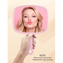 Gladmart Hand Mirror Salon Barber Hairdressing Handheld Mirror with Handle (Square Pink 7.4 x 10.3 inches)