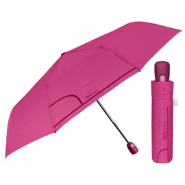 PERLETTI Women's Automatic Open Umbrella with 2 Colours – Women's Pocket Umbrella Storm Resistant Windproof Travel Mini Rain Umbrella Small Pocket Umbrella Diameter 98 cm, Dark pink
