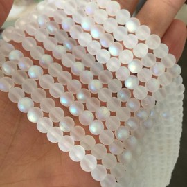 ccHuDE 200 Pcs Matte Crystal Glass Beads Mermaid Aurora Beads with Hole Jewelry Making Crafts DIY 10mm