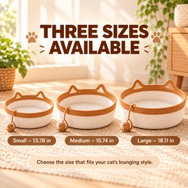 Interactive Woven Cat Bed with Toy Tail – 3-in-1 Cotton Rope Basket for Sleeping, Scratching & Playing