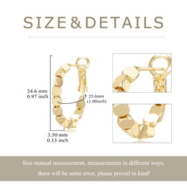 Lumwzt 14K Gold Hoop Earrings for Women Lumwzt Lightweight Disc Circle Textured Minimalist Statement Dangle Hoops Modern Gold Jewelry Gift for Daily Party Wear