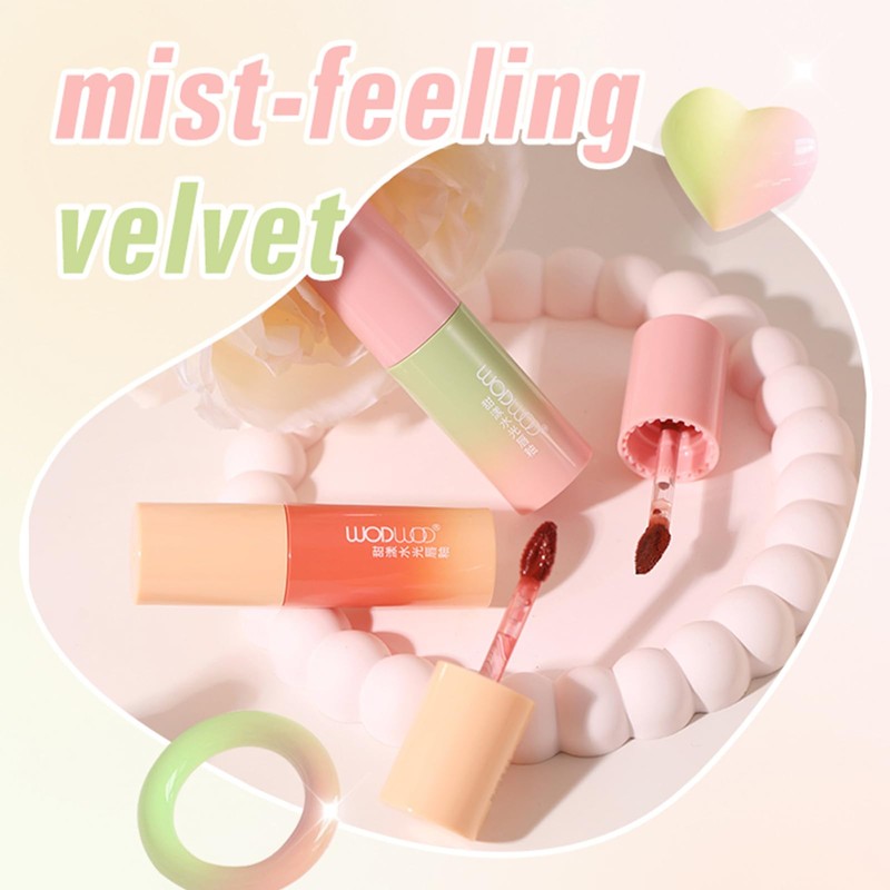 Wirwody マットリップティント 高発色 保湿 落ちにくい リップティント ふんわり質感 ソフトブラシ 6色 ナチュラルカラー