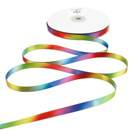 MEEDEE Rainbow Ribbon Rainbow Satin Ribbon Thin Ribbon 3/8 inch Colored Ribbon for Crafts Gift Ribbon for Gift Wrapping Birthday Party Pride Party Wedding Decorating - 50 Yards