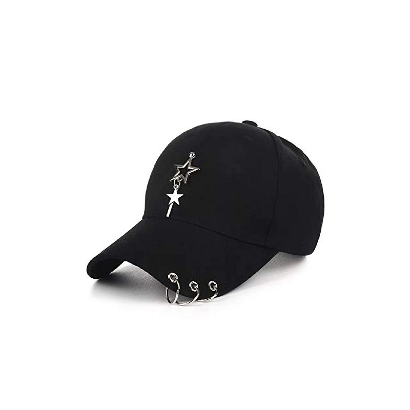 Gorra ajustada unisex negra, gorra K-pop, gorra de béisbol con