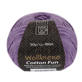 Wollbiene Cotton Fun Knitting Wool 55% Cotton - Various Colours Selection, Yarn, Amigurumi Jeans 50 g (14 Purple)