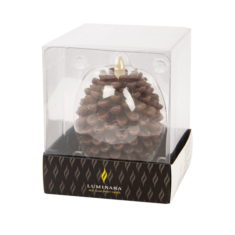 Luminara Pinecone Flameless Candles Chalky Brown Finish Pine Cone Figural,