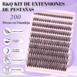 Extensiones De Pestañas Kit Con Adhesivo Bq Lash Diy B&q Para Principiantes 40d 8-18mm Pestañas Individuales Curvatura D Con Pegamento Extensiones pestañas bq Akit