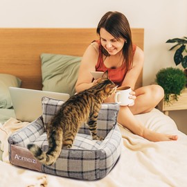 PETCUTE Dog Bed Medium Large Dogs, Orthopaedic Dog Basket with Removable Washable Cover, Washable Dog Beds, Dog Basket with Non-Slip Base, Soft Dog Sofa, Grey, XL