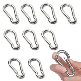 Eastrise Stainless Steel Carabiner Spring Snap Hook-304 Stainless Steel Heavy Duty Clips for Outdoor Hiking Camping Fishing(Not for Climbing) (10 Pcs)