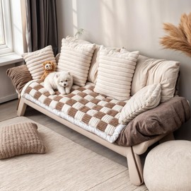 PulseFay Dog Couch Cover Protector, Couch Covers for Sofa, Velvet Soft, Non Slip, Washable (Brown, 27.6 * 59.1inch)