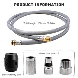 Stainless Steel Braided Shower Hose with 3 Adaptors Water Hose Use for Kitchen Faucets and Bathroom Cistern Faucets with Weight Ball (1)