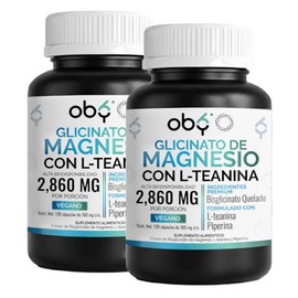 Glicinato De Magnesio Con L Teanina 3120mg Por Porción | Maxima Absorción Bisglicinato Mineral Quelado + Aminoacido + Piperina | Oby Glycinate Magnesium Complex | Vitaminas Mujer Hombre | 120 Capsulas (240 cápsulas)