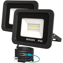 MIKISEN LED Floodlight, Work Light, Signboard Light, 30W, Daylight, 3600LM, 6500K, 250W Equivalent, 1.8 Code, IP66 Waterproof, 2P Plug with Ground Terminal, 120° Wide Angle, 100 V Compatible, Work Light, Construction Light, LED Light, Work Light, Outdoor