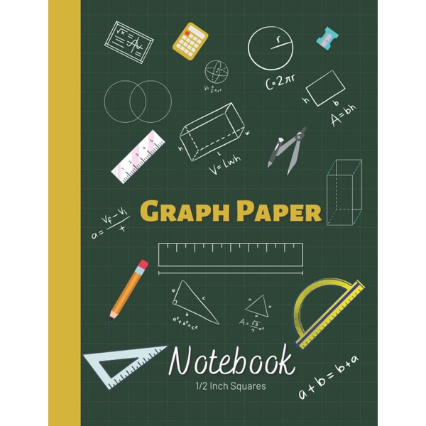 Graph Paper Notebook – 1/2 Inch Squares, 100 Pages (90