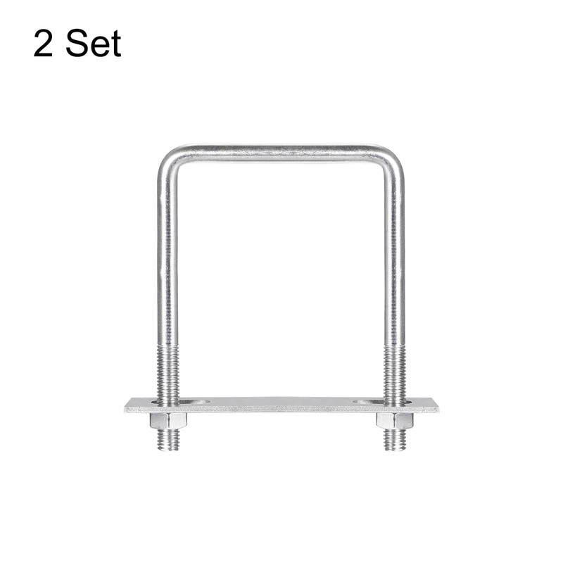 sourcing map Square U-Bolts, 2 Sets 102mm(4.02") Inner Width 140mm