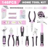 Enventor Pink Tool Kit Set for Women, 146PCS General Household