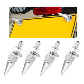 ZNDAW 4 PCS Spikes License Plate Screws, Anti Theft Decorative Aluminum Alloy Spike Shape Car Tag Screws, License Plate Screw Frame Fasteners Bolt for Most Cars Motorcycles Trucks (Silver)