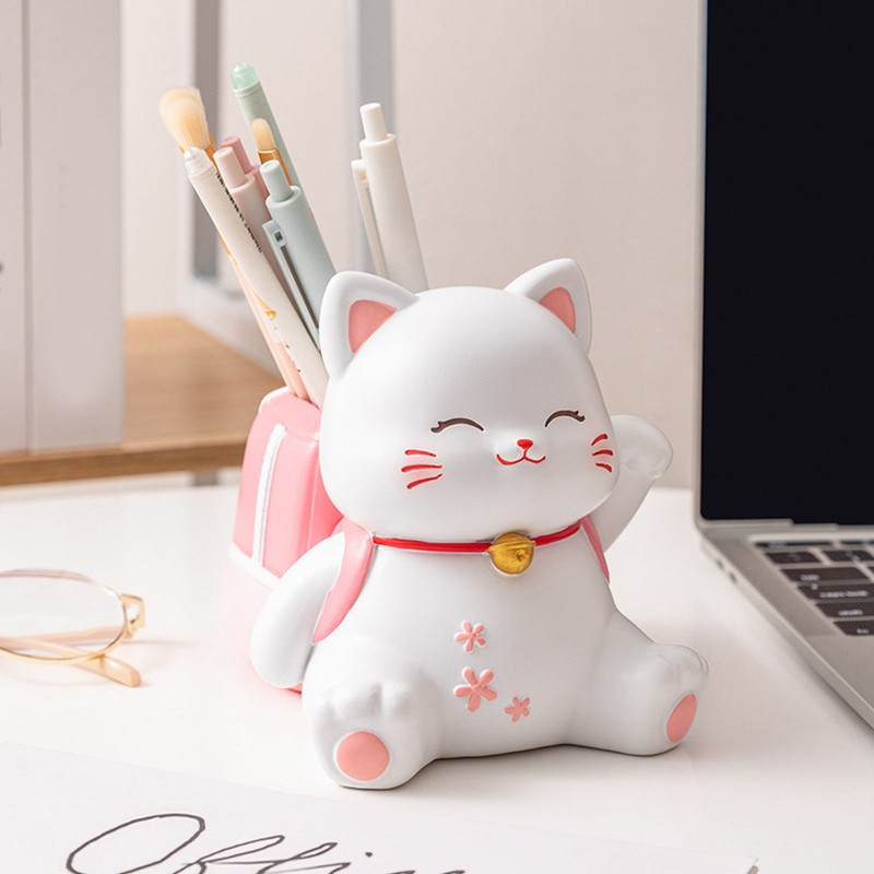 Cat Pen Holder Multipurpose Resin Innovative Cute Pencil Holder for
