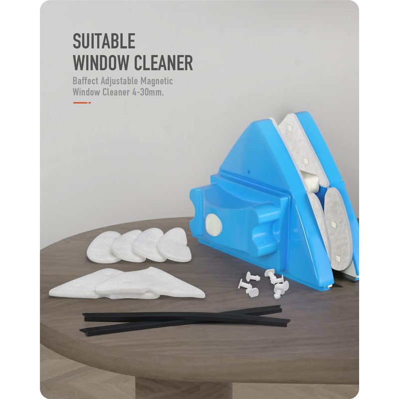 Adjustable Magnetic Window Cleaner Refill,BAFFECT 10 Sets Replacement Pads and