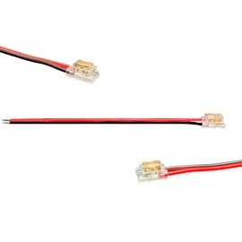 Clearhill 5mm 2Pin 20PCS Press-in Assembly COB Led Strip Connectors,Ultra Slim,Strip to Wire +10cm Cable Connectors for Single Color 5V/12V/24V Light Strips,Transparent Terminal,Safe Connection.