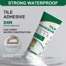 Ganbaro Tile Adhesive Heavy Duty with Strickle - White Cement Glue for Ceramic, Plastic, Floor & Wall Tiles (7.8 oz)