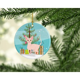 Caroline's Treasures BB4432CO1 Sphynx Cat Merry Christmas Tree Ceramic Ornament, 3 in, Multicolor
