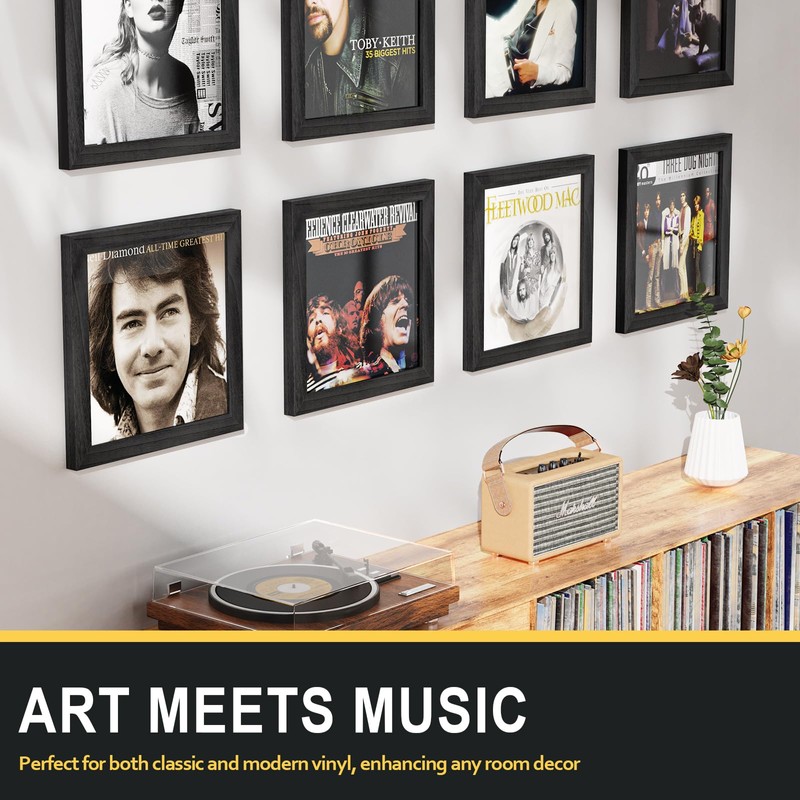 Emfogo Vinyl Record Frame Wall Front Opening, 3-Pack Album Frames