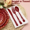 150 Pack Burgundy Plastic Cutlery, Maroon Plastic Silverware Heavy Duty,
