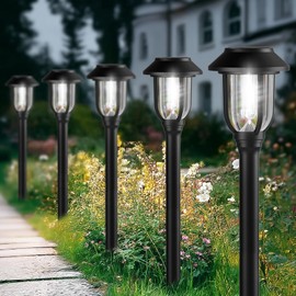 ILANCK 12 Pack Solar Lights Outdoor, 6000K Solar Pathway Lights Waterproof Auto On/Off Powered,Landscape Lighting for Path, Yard, Walkway, Driveway, Garden