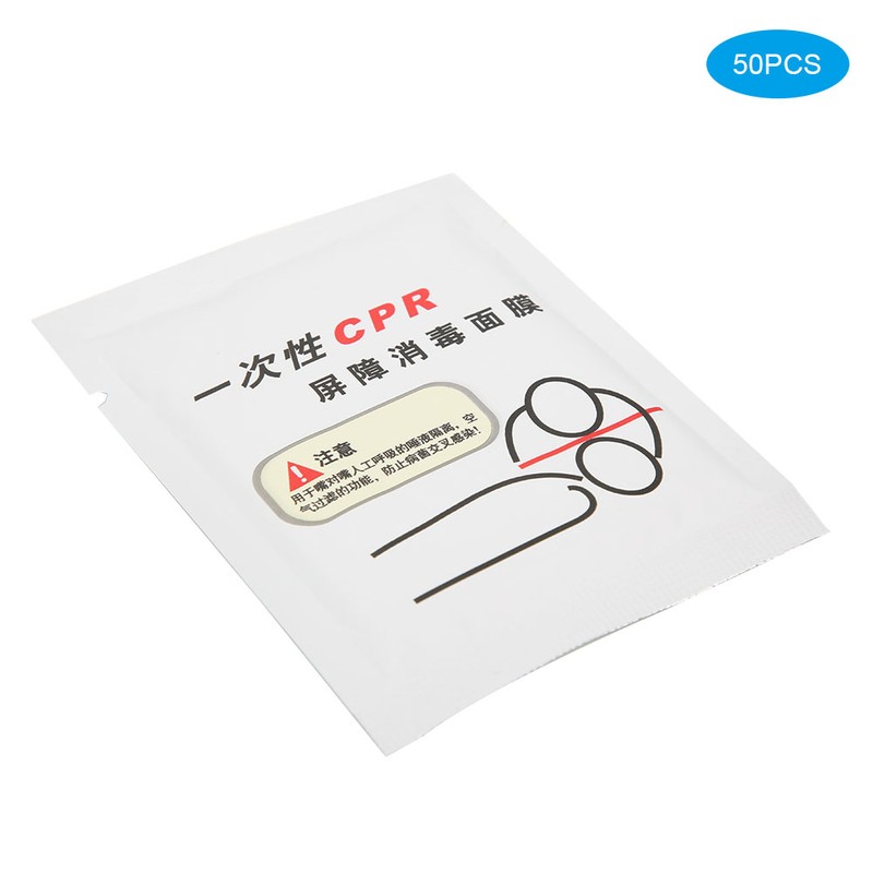 50pcs / box Disposable Mouth Breathing Artificial Respiration CPR Face