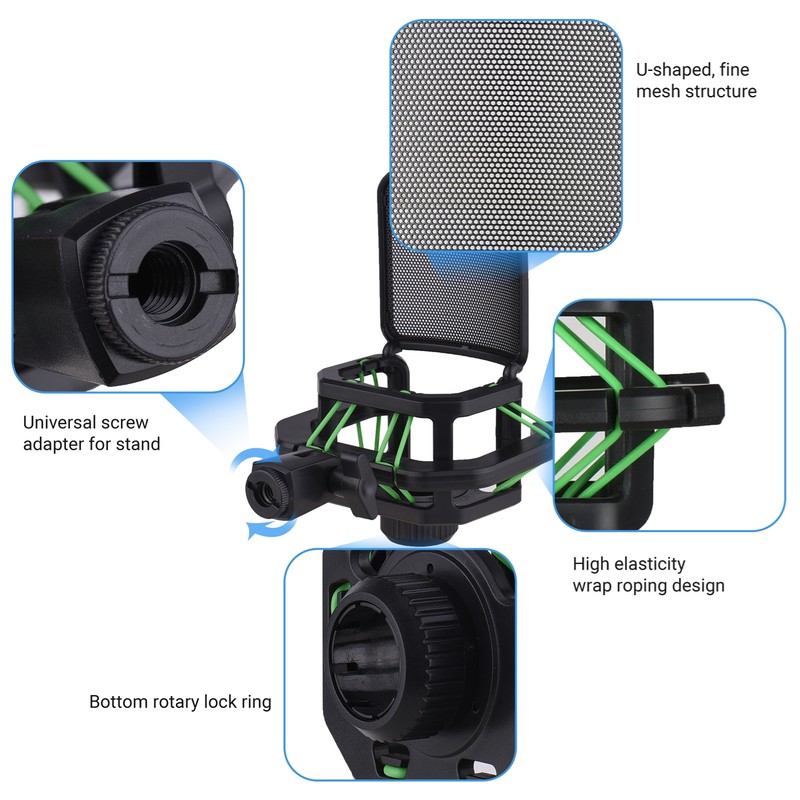 Plastic Microphone Shock Mount Anti-vibration Mic Holder Stand with Metal