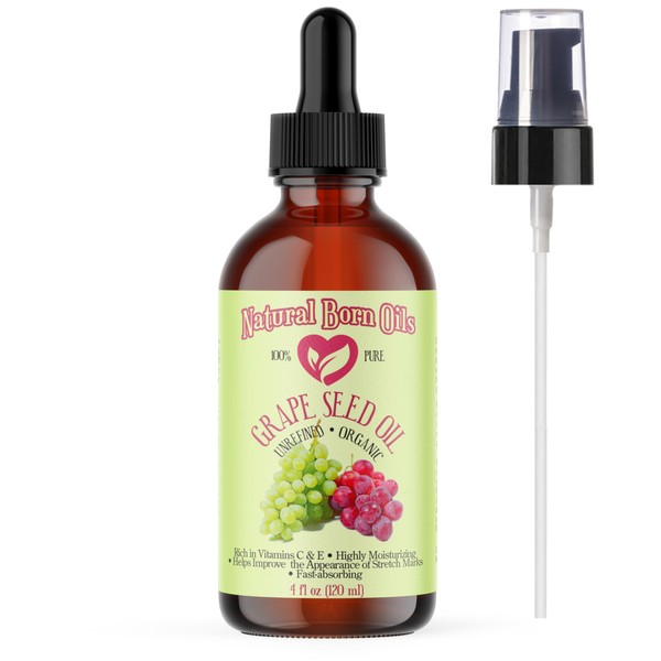 Natural Born Oils Grape Seed Oil. 4oz. 100% Pure and
