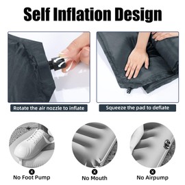 MABOZOO Self-Inflating Baby Play Mat, 50x50x1.2 Inch Foldable Baby Playpen Mat for Babies, Toddlers, Infants, Waterproof Roll Up Baby Crawling Mat with Travel Bag for Indoor & Outdoor (Grey)