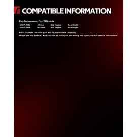 Torchbeam Rear Brake Caliper Right for Nissan 2007-2012 Altima, Nissan 2007-2008 Maxima, Rear Right Caliper Replace # 19B2781A